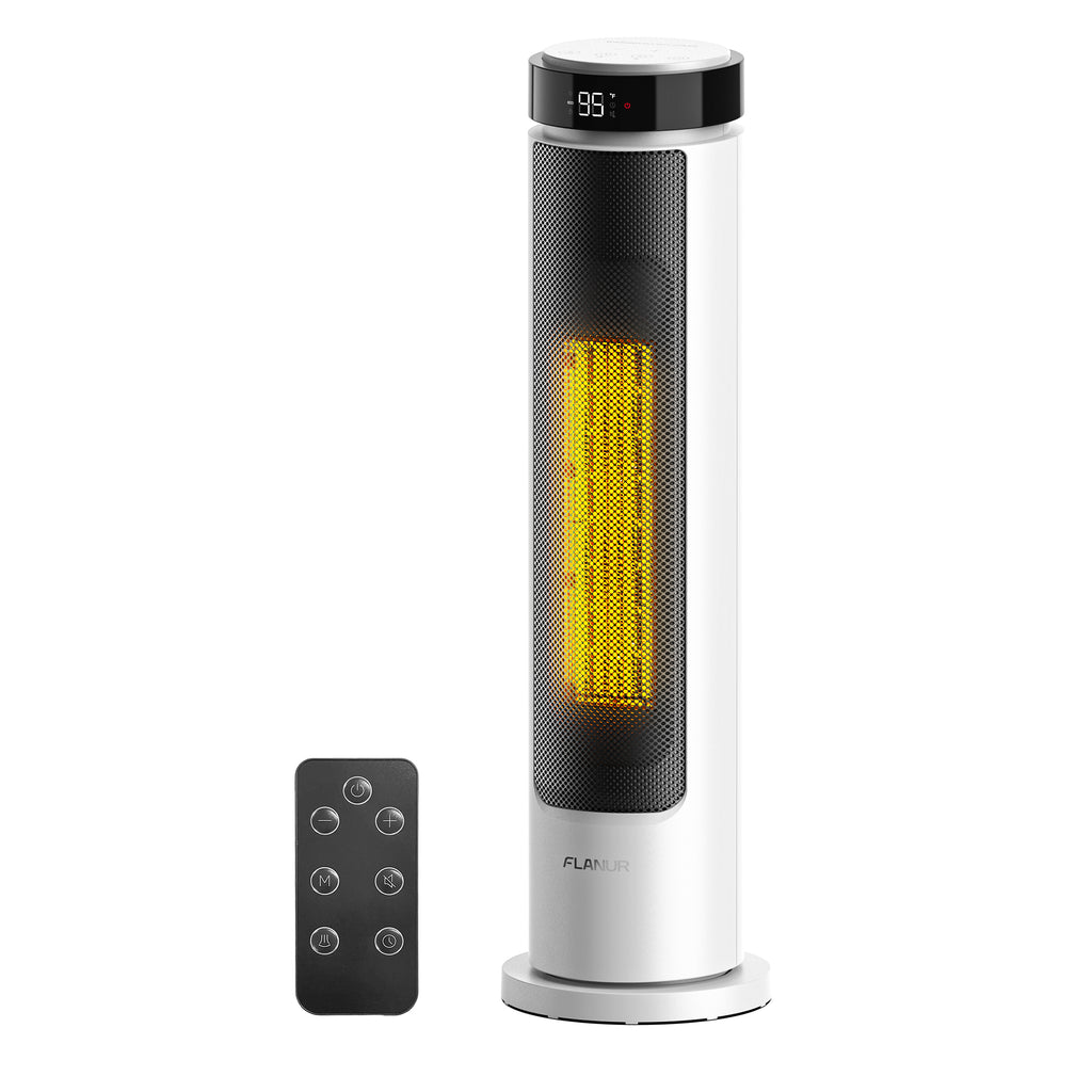 FLANUR Space Heaters for Indoor Use Large Room, 1500W Portable Space Heater with Remote, for Bedroom, Office (White, 1Pack)