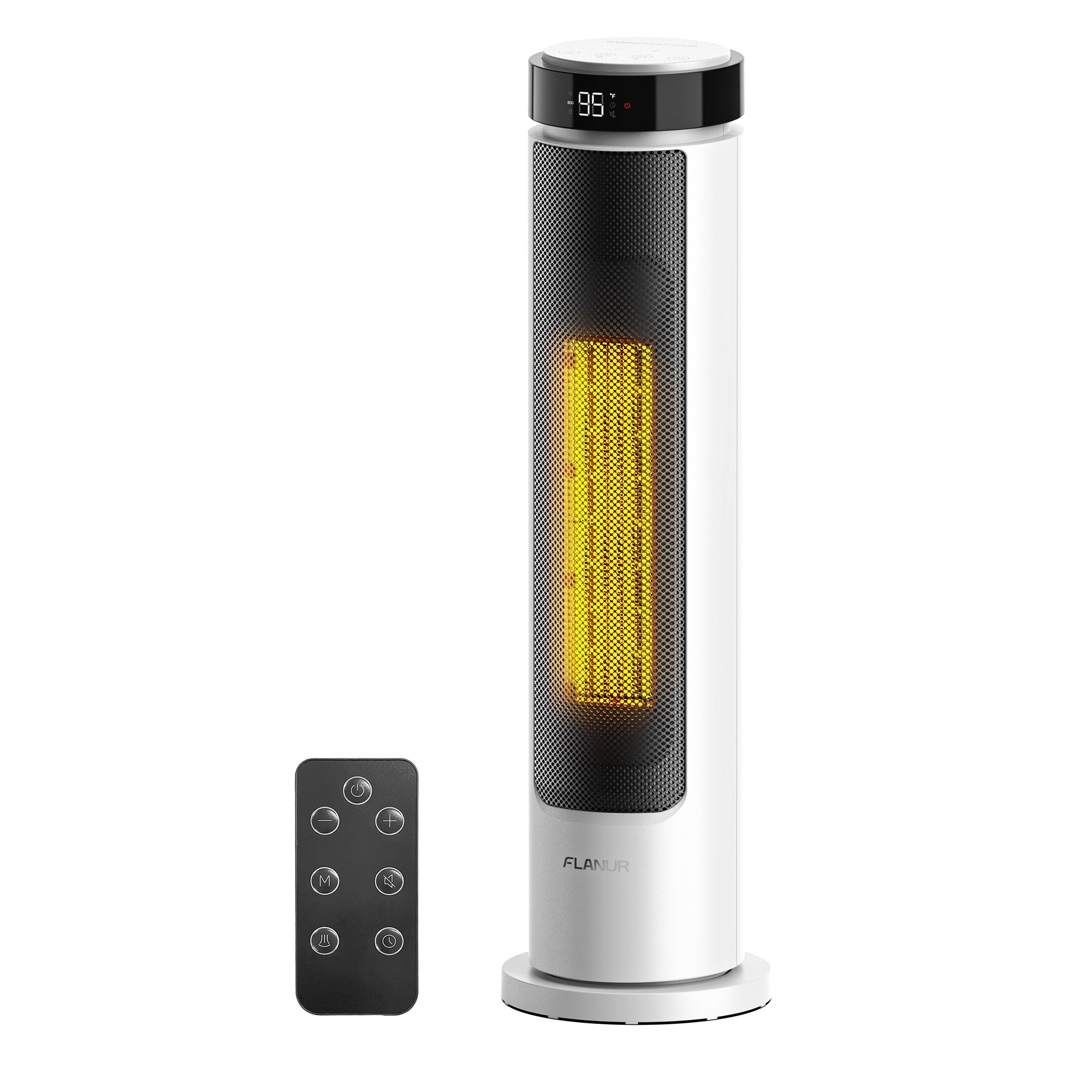 FLANUR Space Heaters for Indoor Use Large Room, 1500W Portable Space Heater with Remote, for Bedroom, Office (White, 1Pack)