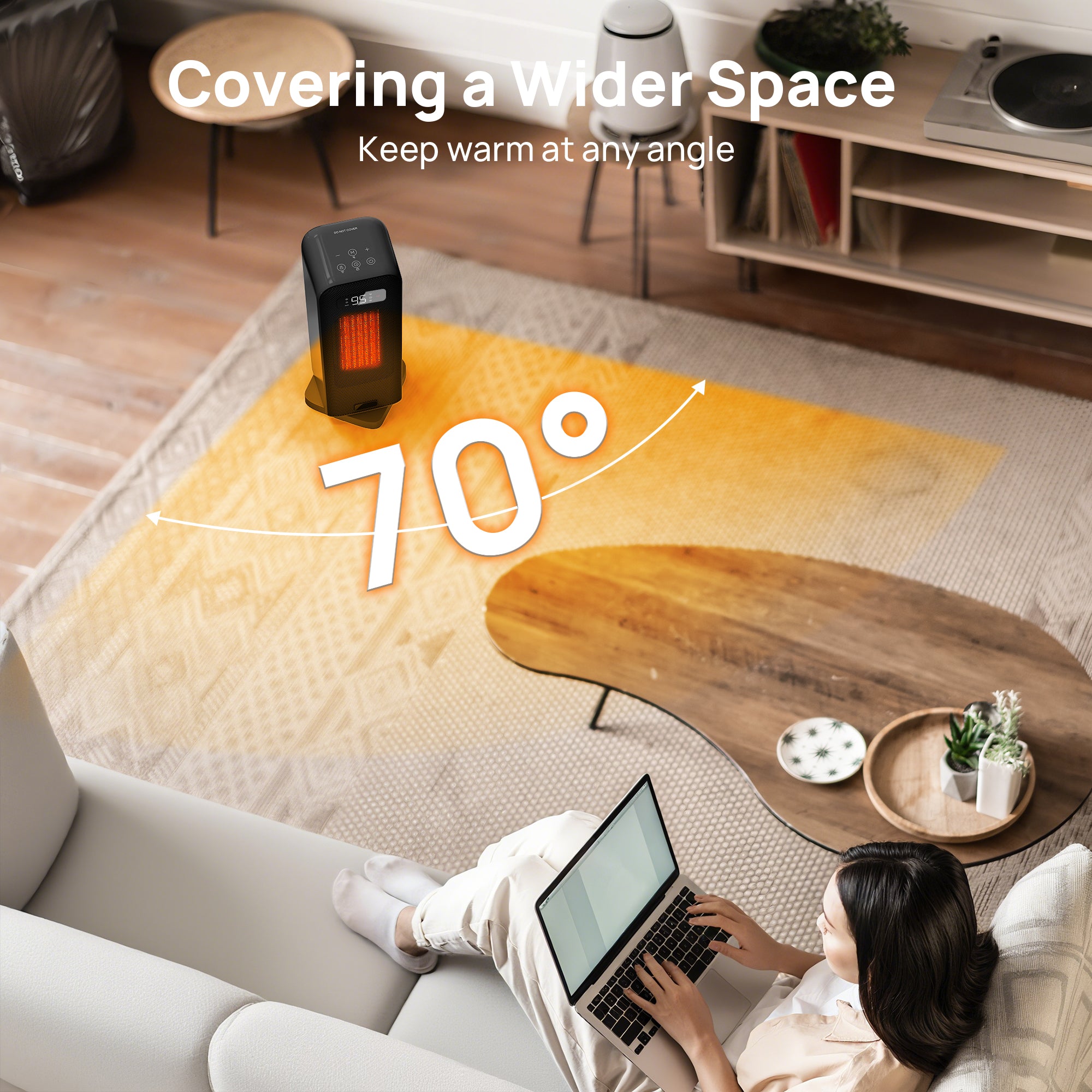 Space Heaters for Indoor Use,  WiFi and Voice Control, for Office Bedroom Home 1Pack Black