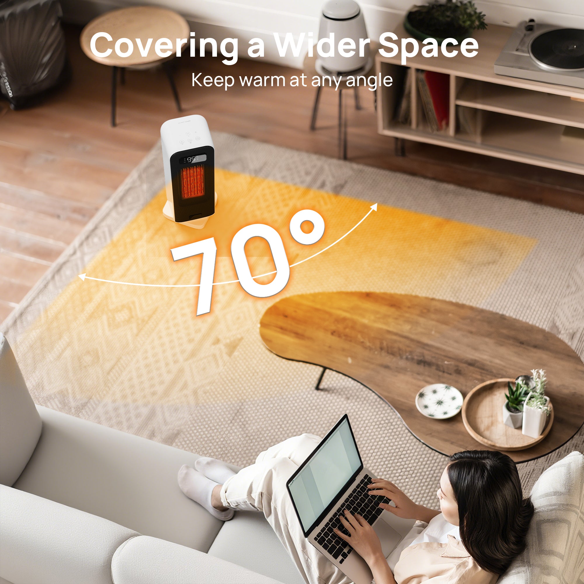 Space Heaters for Indoor Use,  WiFi and Voice Control, for Office Bedroom Home 1Pack White