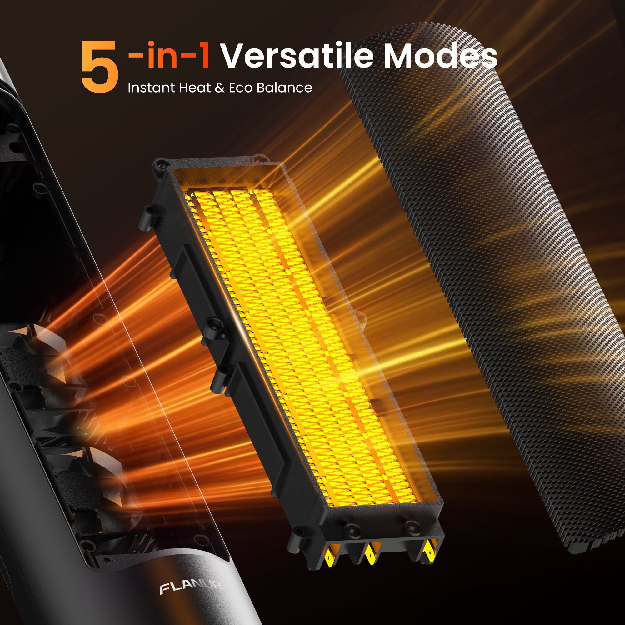 FLANUR Space Heaters for Indoor Use Large Room, 1500W Portable Space Heater with Remote, for Bedroom, Office (Black, 1Pack)