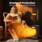 26CM FLANUR Portable Electric Space Heater with Thermostat,  ECO Mode - 2-in-1 Heater Fan, Remote, Black