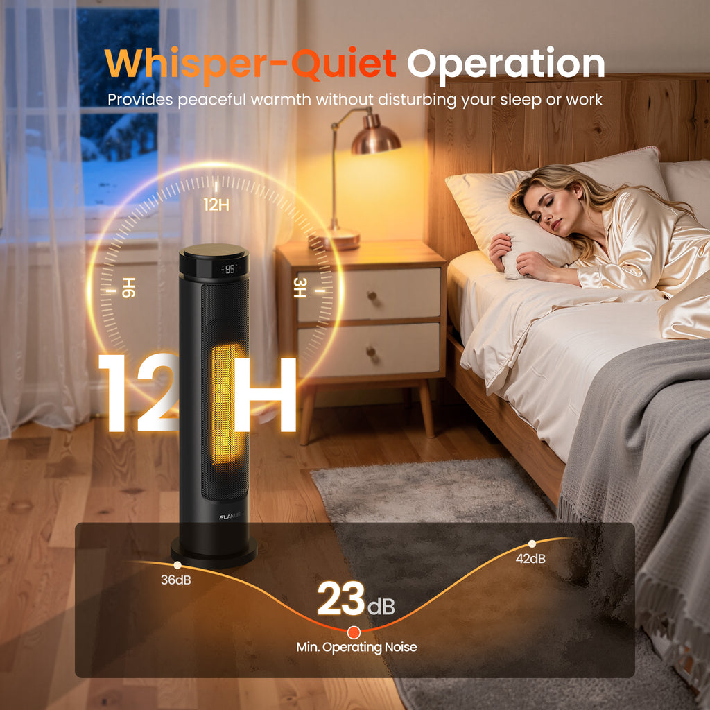 FLANUR Space Heaters for Indoor Use Large Room, 1500W Portable Space Heater with Remote, for Bedroom, Office (Black, 1Pack)