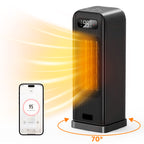 Space Heaters for Indoor Use,  WiFi and Voice Control, for Office Bedroom Home 1Pack Black