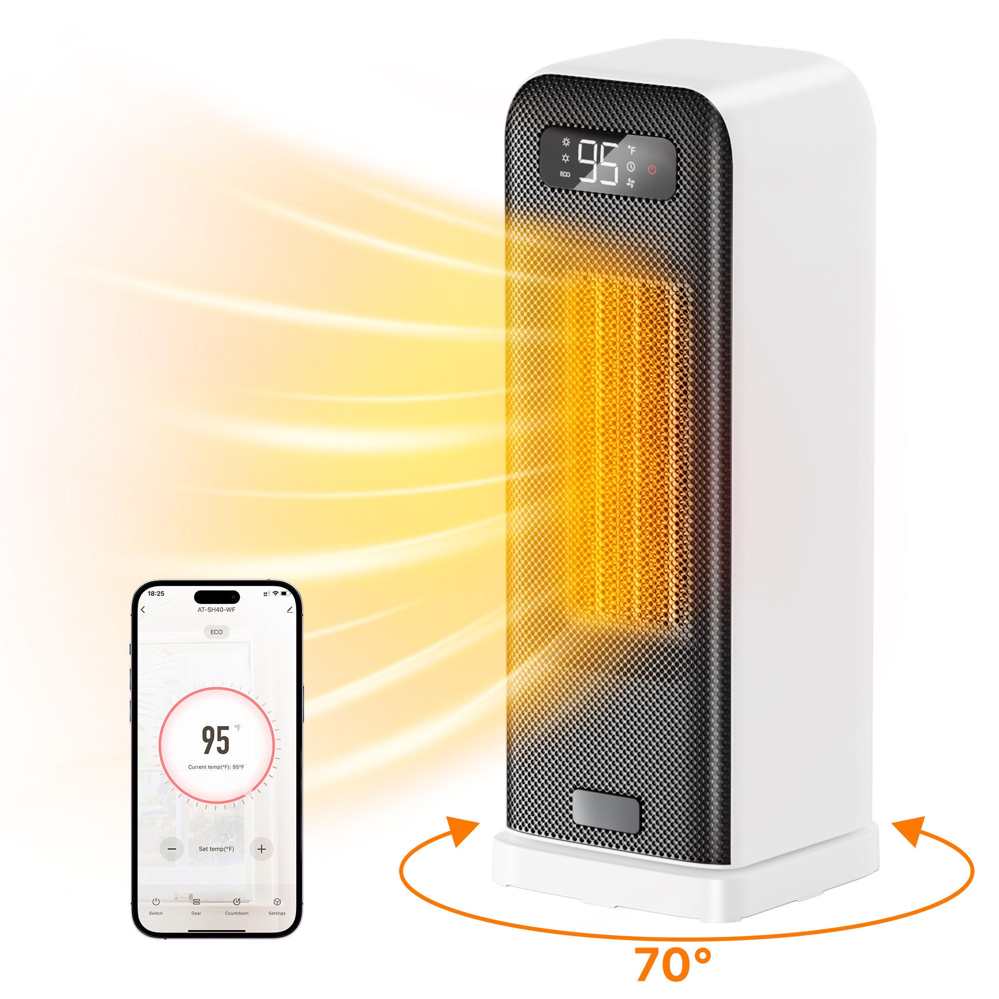 Space Heaters for Indoor Use,  WiFi and Voice Control, for Office Bedroom Home 1Pack White