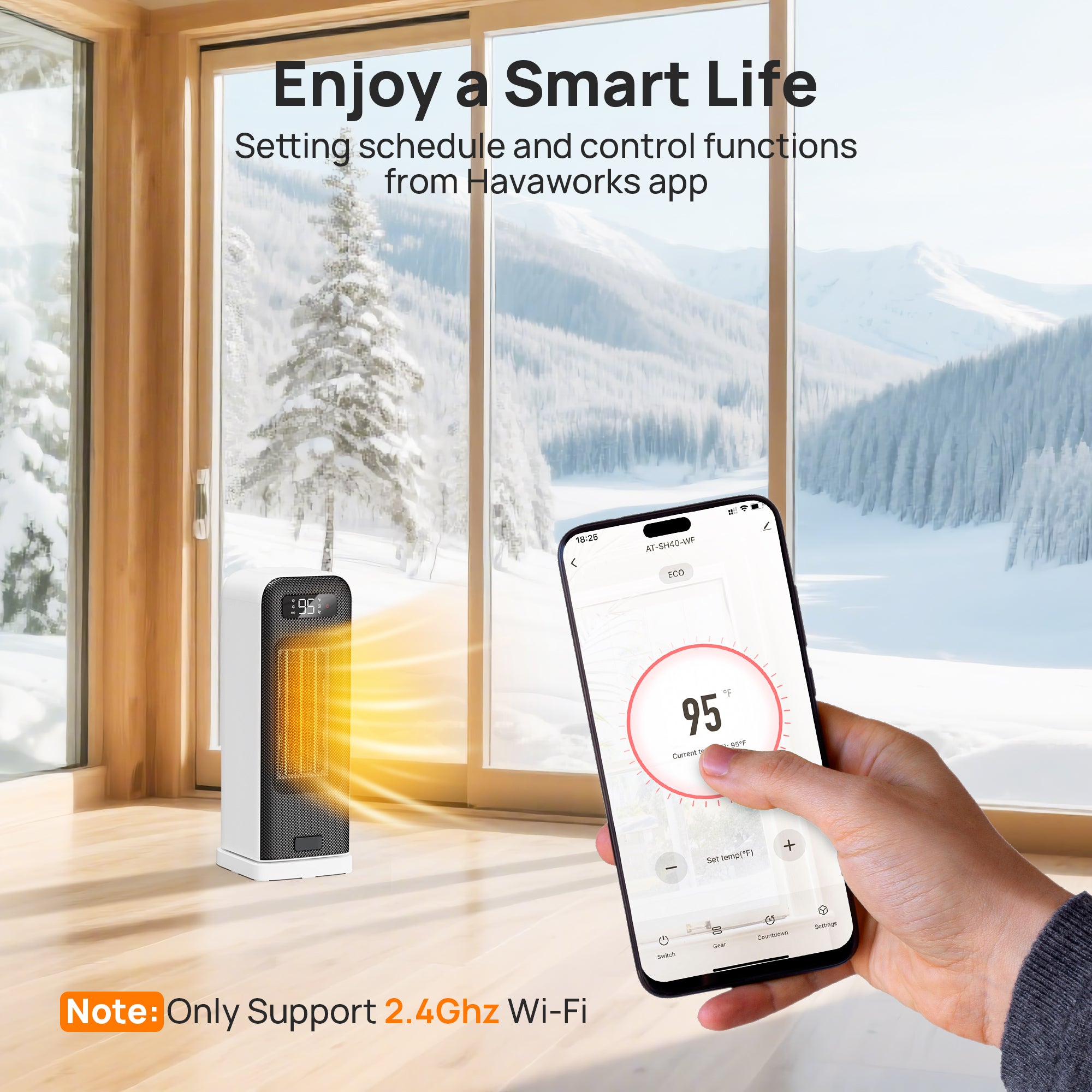 Space Heaters for Indoor Use,  WiFi and Voice Control, for Office Bedroom Home 1Pack White