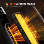 FLANUR  1500W PTC Ceramic Smart Space Heaters for Indoor Use, Portable Heater with Remote & App Control for Large Room, Office, Black, 1 Pack