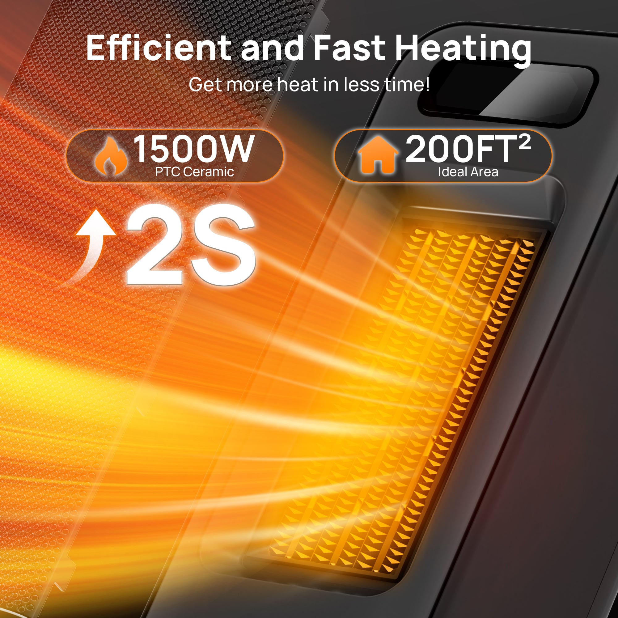 Space Heaters for Indoor Use,  WiFi and Voice Control, for Office Bedroom Home 1Pack Black