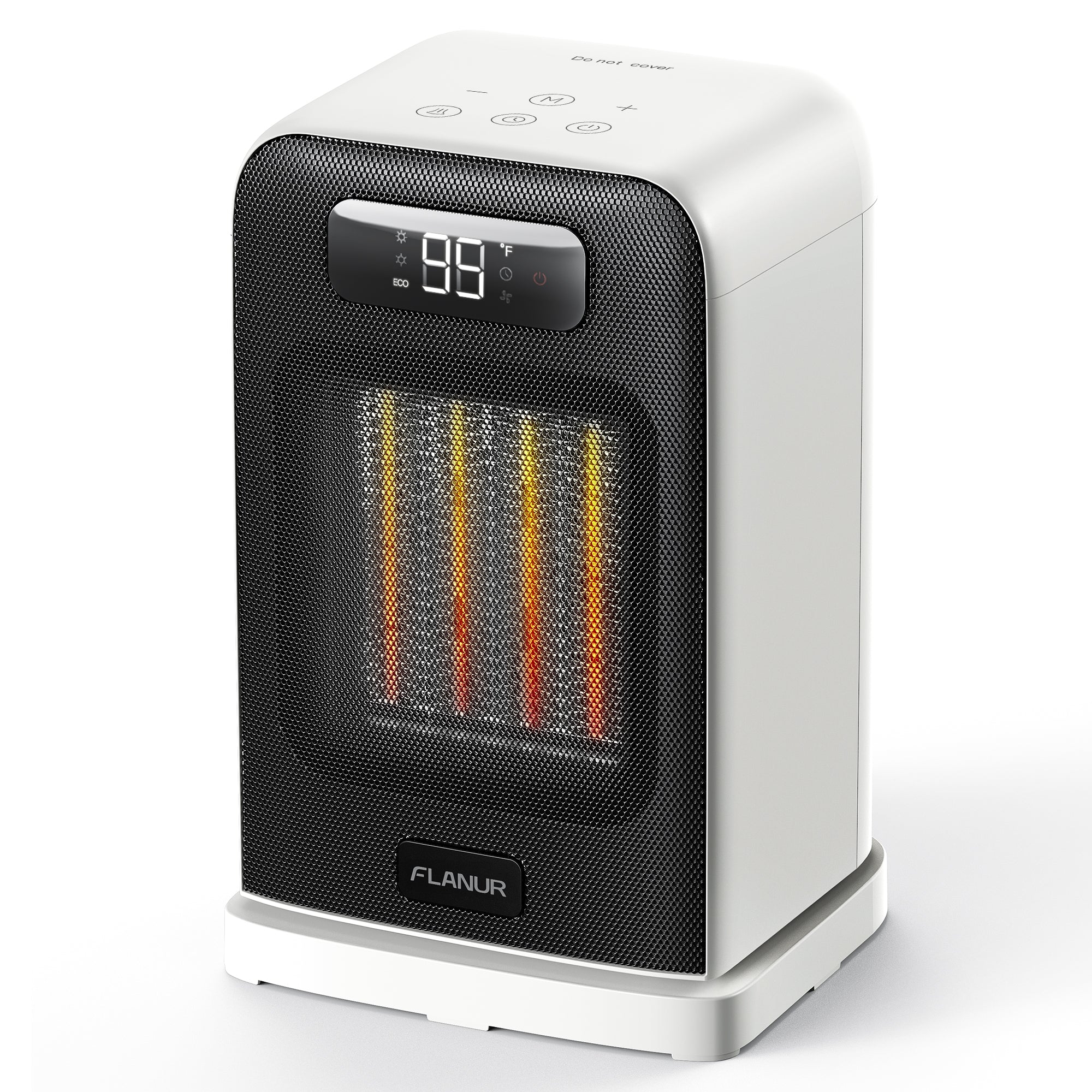 26CM FLANUR Portable Electric Space Heater with Thermostat,  ECO Mode - 2-in-1 Heater Fan, Remote, White