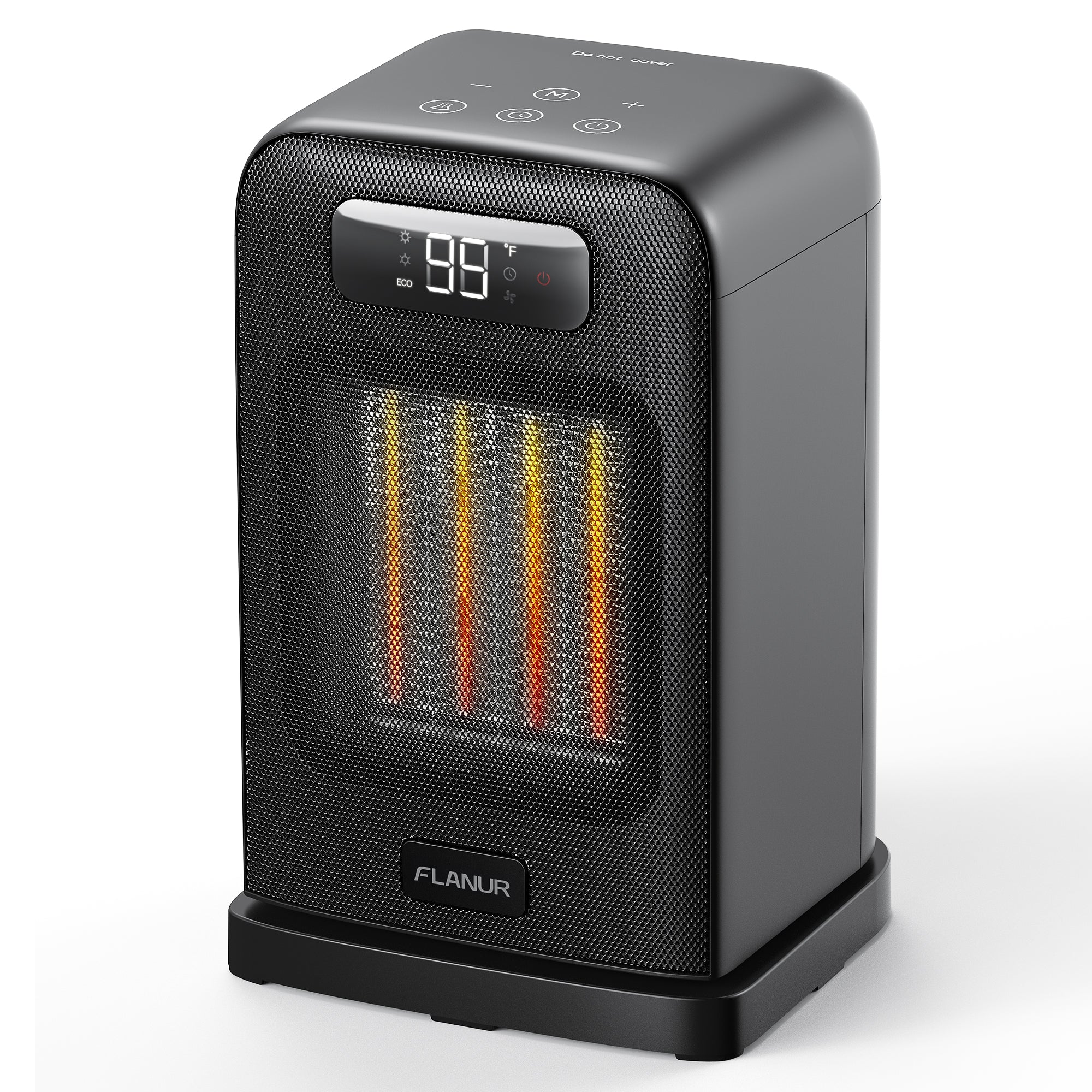 26CM FLANUR Portable Electric Space Heater with Thermostat,  ECO Mode - 2-in-1 Heater Fan, Remote, Black